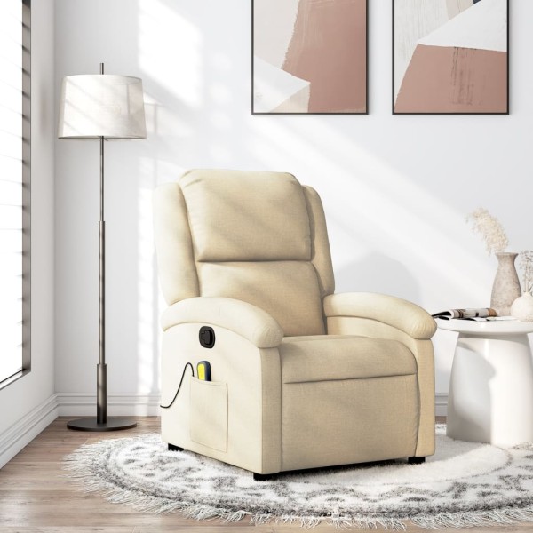 Sillón de masaje reclinable de tela crema