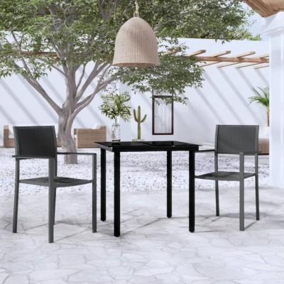 Juego de comedor para jardín 3 piezas negro