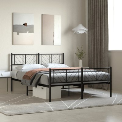 Estructura cama sin colchón con estribo metal negro 140x200 cm