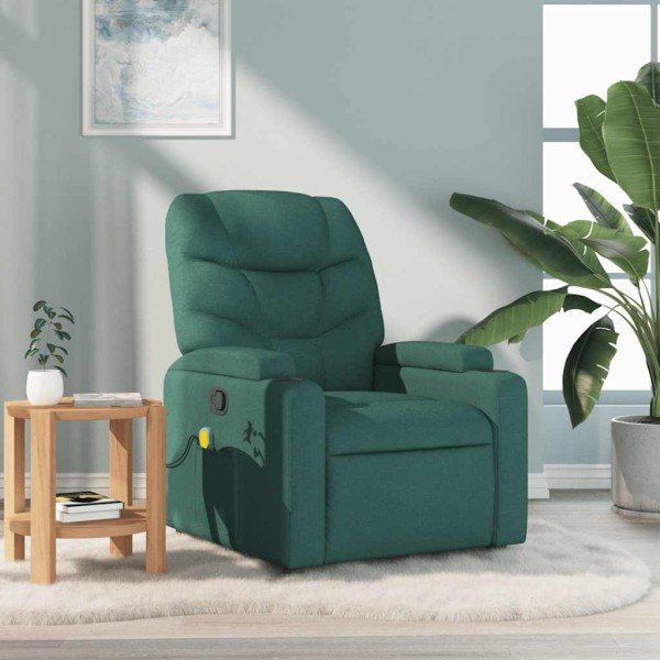 Sillón de masaje reclinable de tela verde oscuro