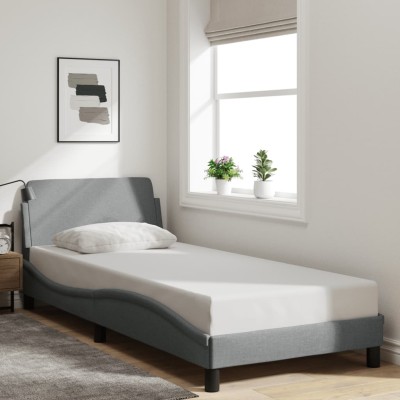 Estructura de cama sin colchón tela gris claro 80x200 cm