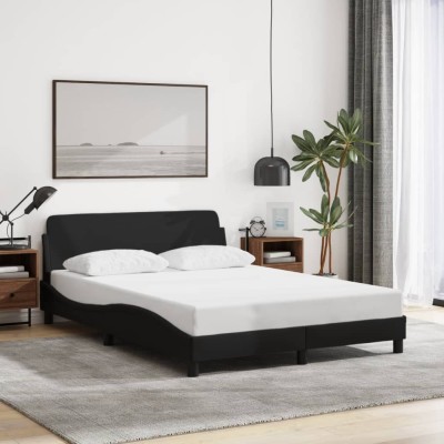 Cama sin colchón tela negro 140x190 cm