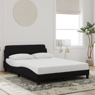 Estructura de cama sin colchón terciopelo negro 140x190 cm