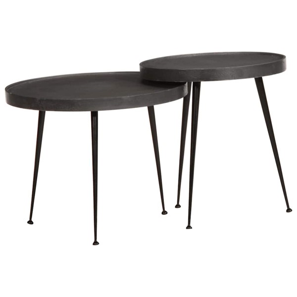 Mesa de centro 2 uds madera contrachapada negra