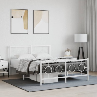Estructura cama sin colchón con estribo metal blanco 140x190 cm
