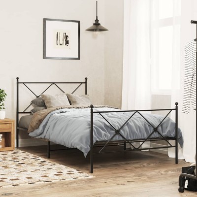 Estructura cama sin colchón con estribo metal negro 100x190 cm