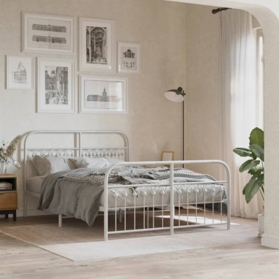 Estructura cama sin colchón con estribo metal blanco 137x190 cm