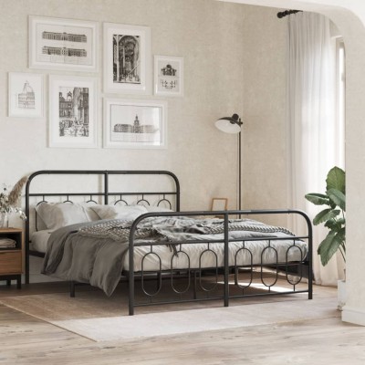 Estructura cama sin colchón con estribo metal negro 150x200 cm