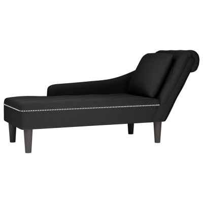 Tumbona con almohada y reposabrazo derecho terciopelo negro