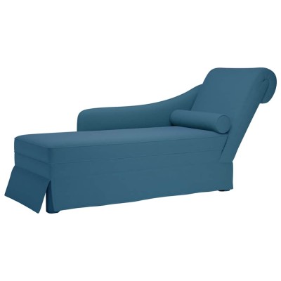 Chaise longue respaldo reposabrazos derecho terciopelo azul