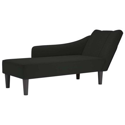 Chaise longue con reposabrazos derecho terciopelo negro