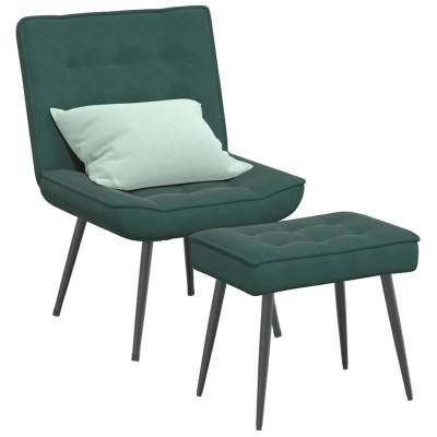 Sillón de relax con reposapiés terciopelo verde oscuro