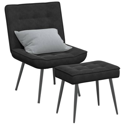 Sillón de relax con reposapiés terciopelo negro