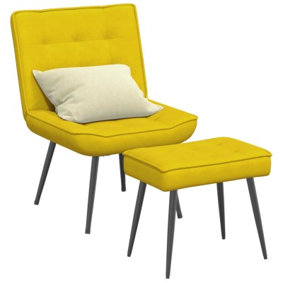 Sillón de relax con taburete terciopelo amarillo
