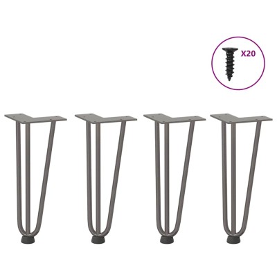 Patas de horquilla para mesa de centro (4 unidades, acero natural, 30 cm, acero macizo)