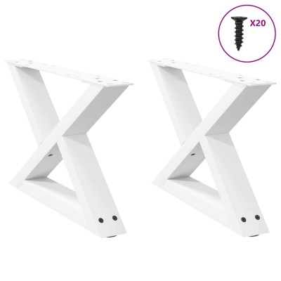 Patas para mesa de centro (2 unidades), color blanco, 60 x (30-31,3) cm, acero