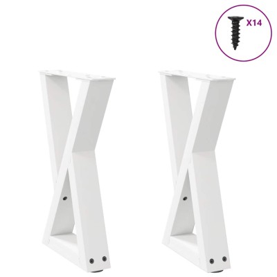 Patas para mesa de centro (2 unidades), color blanco, 38 x (42-43,3) cm, acero