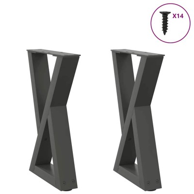 Patas para mesa de centro (2 unidades), antracita, 38 x (42-43,3) cm, acero