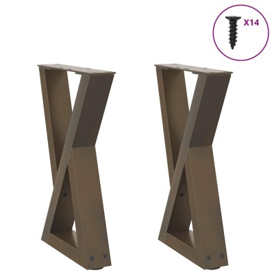 Patas para mesa de centro (2 unidades), acero natural, 38 x 42-43,3 cm.