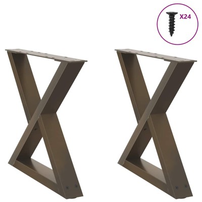 Patas para mesa de centro (2 unidades, acero natural, 60 x 42-43,3 cm)