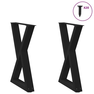 Patas para mesa de comedor (2 unidades), color negro, 50 x 72-73,3 cm, acero