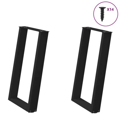 Patas para mesa de comedor en forma de U (2 unidades), color negro, 60 x 72-73 cm, acero