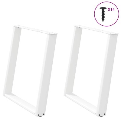 Patas para mesa de comedor en forma de U (2 unidades), color blanco, 80 x (72-73) cm, acero