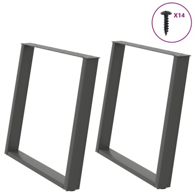 Patas para mesa de comedor en forma de U (2 unidades), antracita, 90 x (72-73) cm, acero