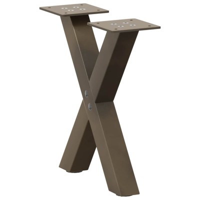 Patas para mesa de centro en forma de X (2 unidades, acero natural, 30 x 30-31 cm)