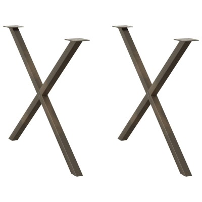 Patas para mesa de comedor en forma de X (2 unidades, acero natural, 90 x 72-73 cm)