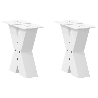 Patas para mesa de centro en forma de X (2 unidades), color blanco, 40 x (30-31) cm, acero