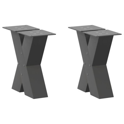 Patas para mesa de centro en forma de X (2 unidades), antracita, 40 x (30-31) cm, acero