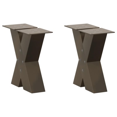 Patas para mesa de centro en forma de X (2 unidades, acero natural, 40 x 30-31 cm)