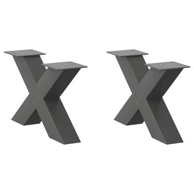 Patas para mesa de centro en forma de X (2 unidades), antracita, 50 x (30-31) cm, acero