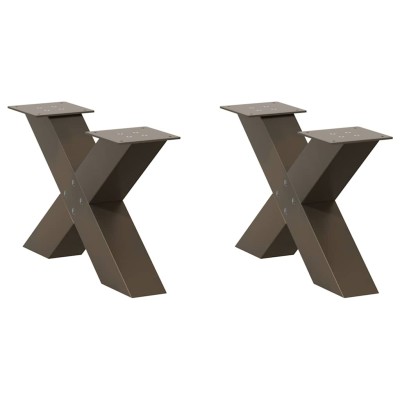 Patas para mesa de centro en forma de X (2 unidades), acero natural, 50 x (30-31) cm.