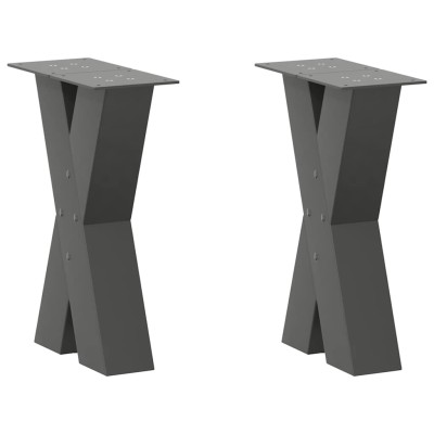 Patas para mesa de centro en forma de X (2 unidades), antracita, 38 x (42-43) cm, acero