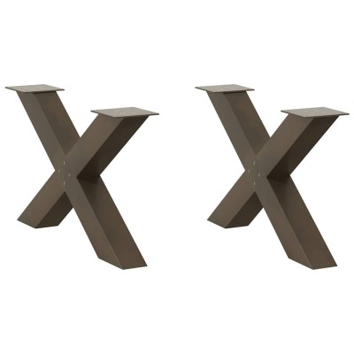 Patas para mesa de centro en forma de X (2 unidades), acero natural, 70 x (42-43) cm.