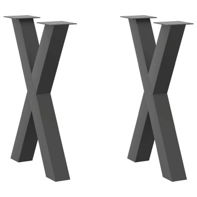 Patas para mesa de comedor en forma de X (2 unidades), antracita, 60 x (72-73) cm, acero