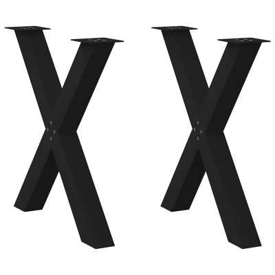 Patas para mesa de comedor en forma de X (2 unidades), color negro, 70 x (72-73) cm, acero