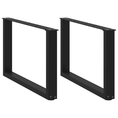Patas para mesa de centro en forma de U (2 unidades), color negro, 70 x (42-43) cm, acero
