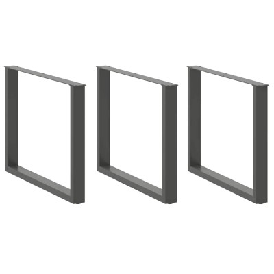 Patas para mesa de comedor en forma de U (3 unidades), antracita, 100 x (72-73) cm, acero