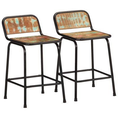 Taburetes de barra 2 uds 46x35,5x70 madera maciza reciclada