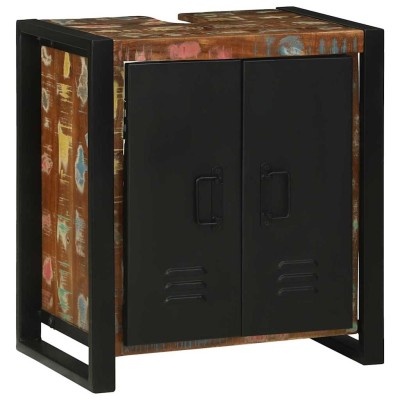 Gabinete de Lavabo con puerta Marrón Madera maciza recuperada