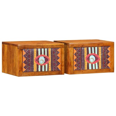Armario de Noche con cajón 2 pcs Marrón 35 x 30 x 22 cm