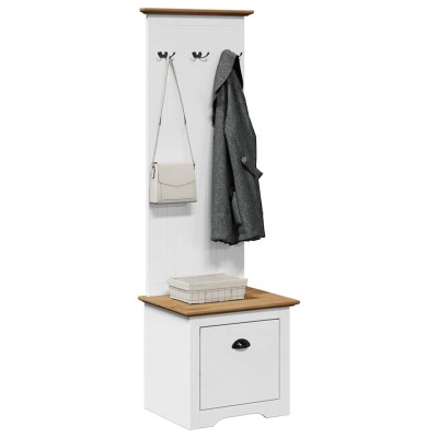Mueble de entrada con ganchos BODO blanco y marrón 50x40x157 cm