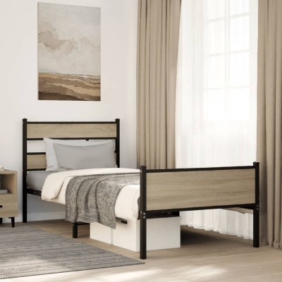 Estructura de cama sin colchón madera roble Sonoma 75x190 cm