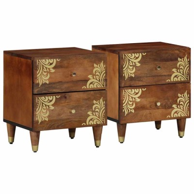 Armario de Noche con cajón 2 pcs Marrón miel 40 x 33 x 46 cm