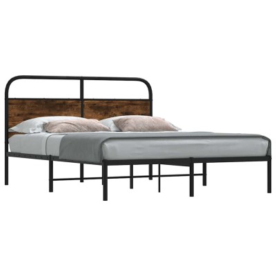 Estructura de cama sin colchón 135x190 cm madera roble ahumado