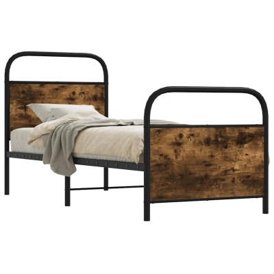 Estructura cama sin colchón 80x200 cm madera roble ahumado