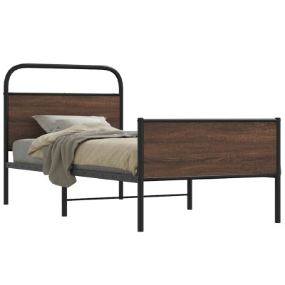 Estructura de cama sin colchón 90x200 cm madera marrón roble